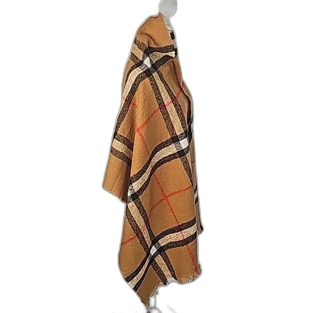 Wrap Soft Plaid Tan Red Black White